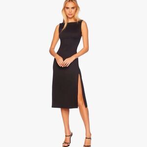 NWT Susana Monaco Crew Slit Sleeveless Dress Black Size XL versatile classic‎